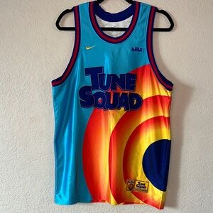 Nike Tune Squad Blue and Yellow Basketball Jersey